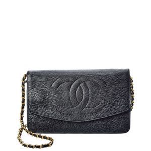 Chanel Black Caviar Leather Timeless Wallet On A Chain (Authentic Pre-Owned)